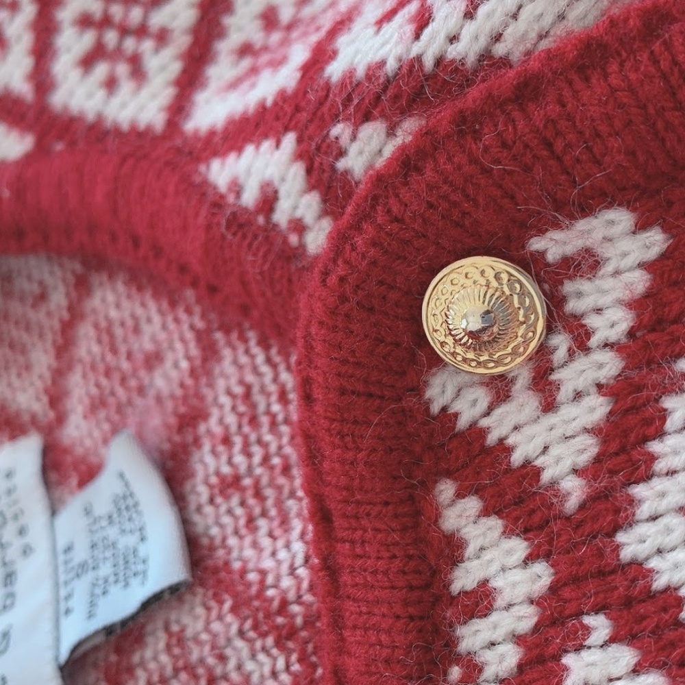 Christmas Red Fair Isle Warm Preppy Sweater SP - Picture 2 of 7